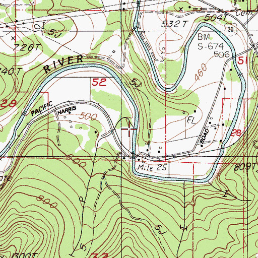 Topographic Map of Russell (historical), OR