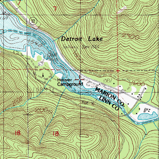 Topographic Map of Hoover (historical), OR