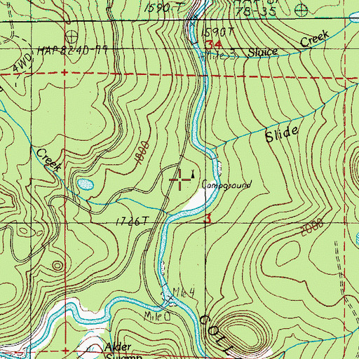 Topographic Map of Little Fan Creek Campground, OR