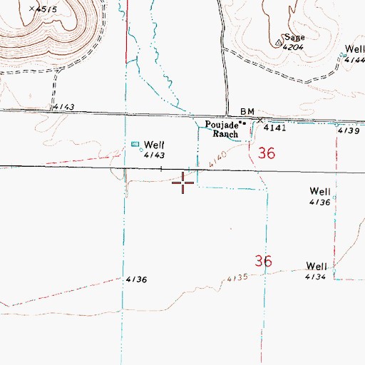 Topographic Map of Poujade Ditch, OR