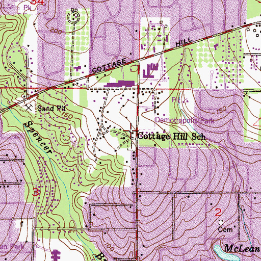 Topographic Map of Cottage Hill School, AL