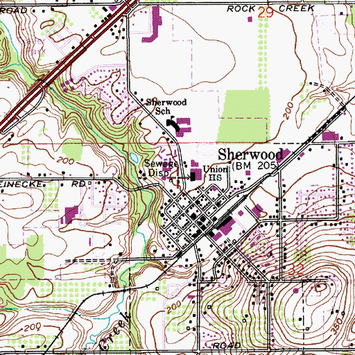 Topographic Map of Sherwood Middle School, OR