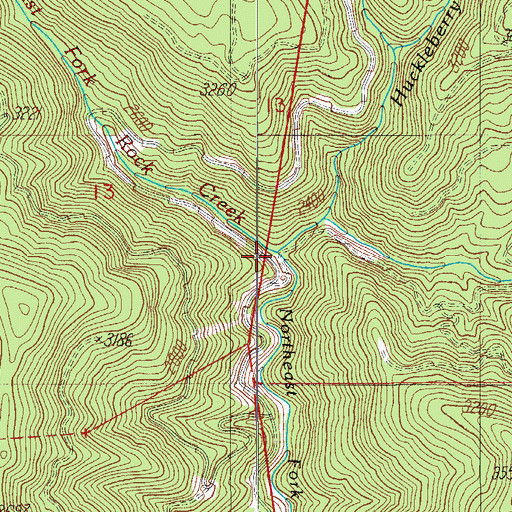 Topographic Map of Huckleberry Creek, OR