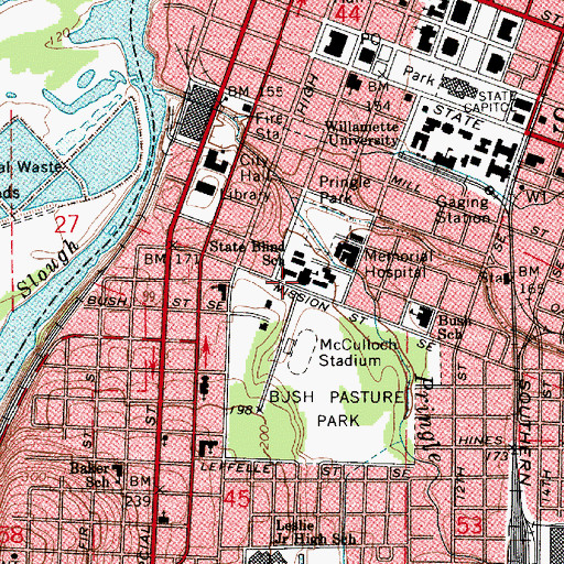 Topographic Map of Oregon School for the Blind, OR