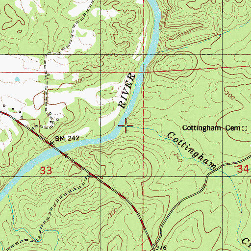Topographic Map of Cottingham Creek, AL