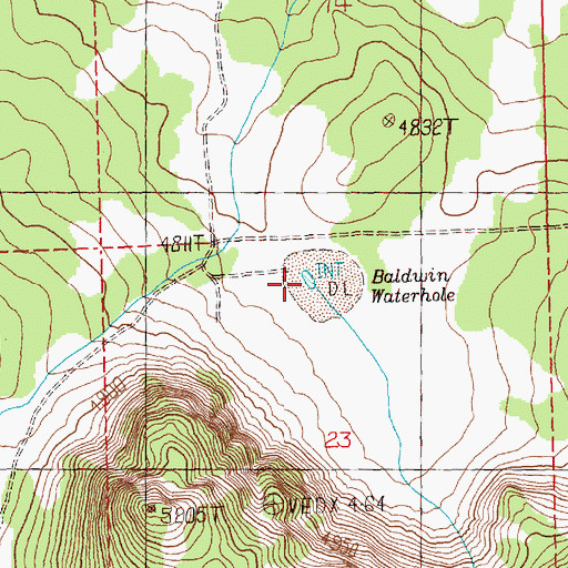 Topographic Map of Baldwin Waterhole, OR