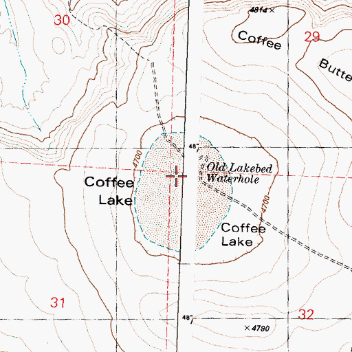 Topographic Map of Old Lakebed Waterhole, OR