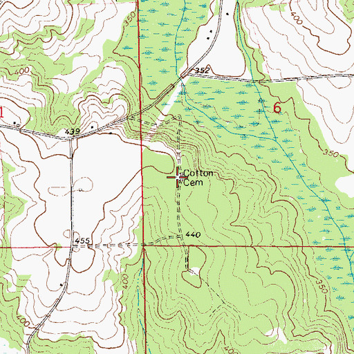 Topographic Map of Cotton Cemetery, AL