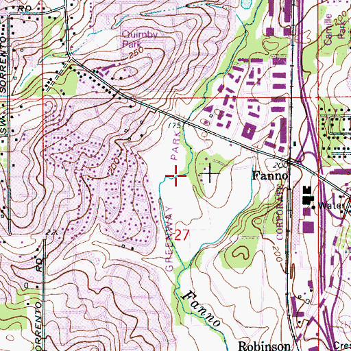Topographic Map of Fanno Farmhouse Park, OR