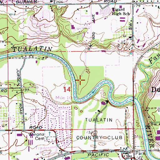 Topographic Map of Cook Park, OR