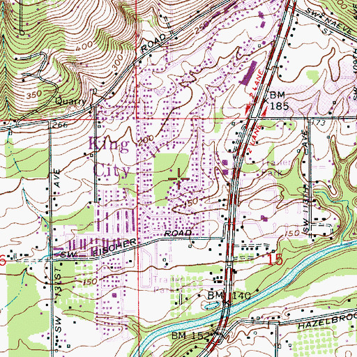 Topographic Map of King City Golf Course, OR