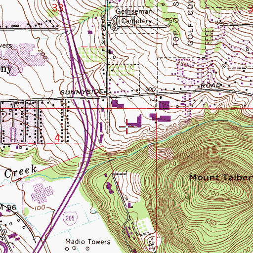 Topographic Map of Kaiser Sunnyside Medical Center, OR