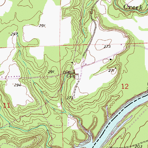 Topographic Map of Cotton Cemetery, AL