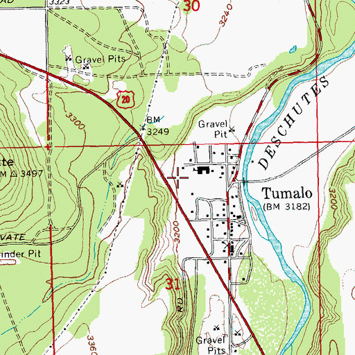 Topographic Map of Tumalo Elementary School, OR