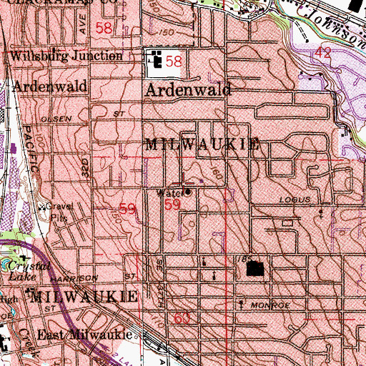 Topographic Map of Water Tower Park, OR