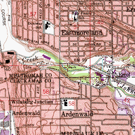 Topographic Map of Tideman Johnson City Park, OR