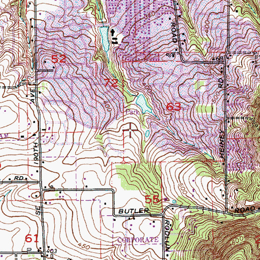 Topographic Map of Butler Creek Park, OR