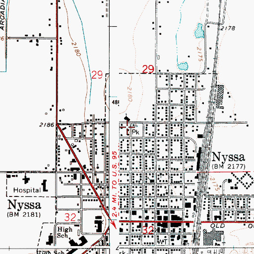 Topographic Map of North Park, OR