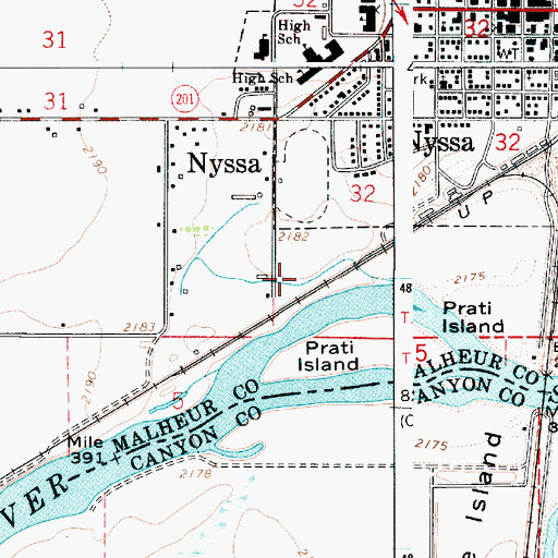 Topographic Map of Ward Drain, OR