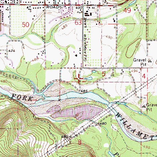 Topographic Map of Clearwater Park and Landing, OR