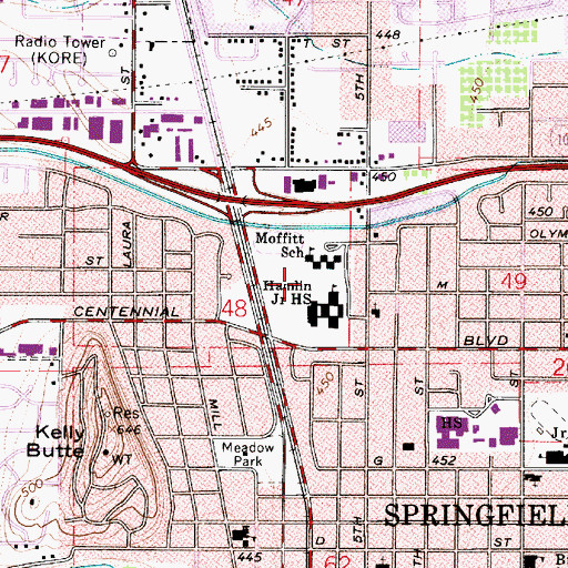 Topographic Map of Hamlin Sports Complex, OR