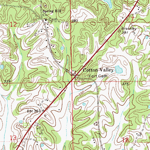 Topographic Map of Cotton Valley, AL