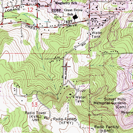 Topographic Map of Blanton Ridge City Park, OR