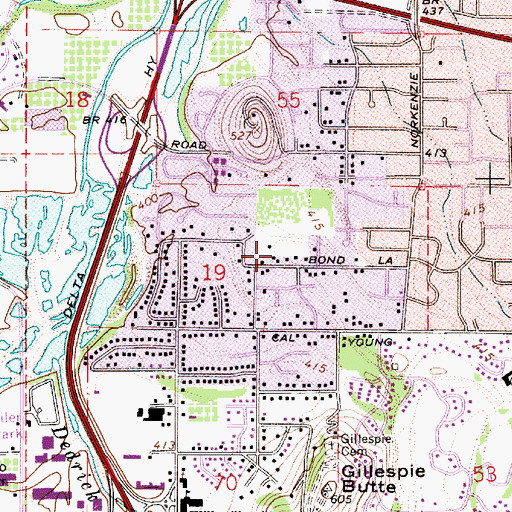 Topographic Map of Bond Lane City Park, OR