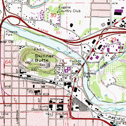 Topographic Map of Campbell Senior Center, OR