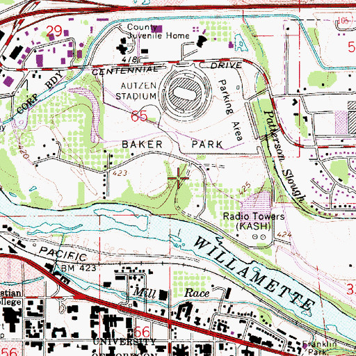 Topographic Map of Day Island, OR