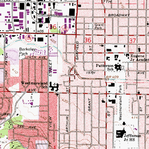 Topographic Map of Garfield City Park, OR