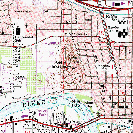 Topographic Map of Kelly Butte Park and Overlook, OR