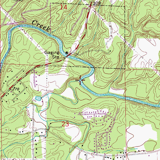 Topographic Map of Cottondale Creek, AL
