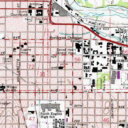 Topographic Map of West University City Park, OR