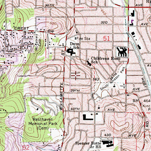 Topographic Map of Willis City Park, OR