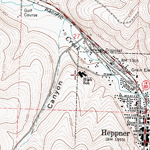 Topographic Map of Heppner Junior - Senior High School, OR