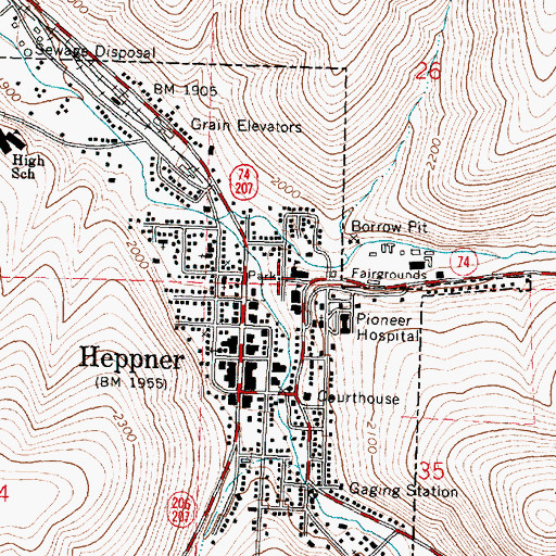 Topographic Map of Heppner Elementary School, OR