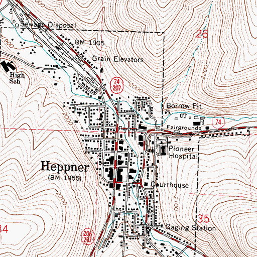 Topographic Map of Heppner Elementary School, OR