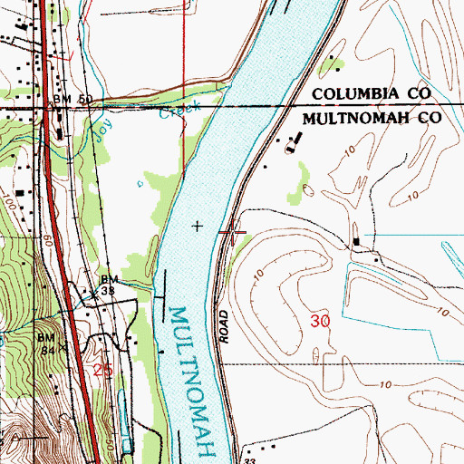 Topographic Map of Frakes Landing, OR