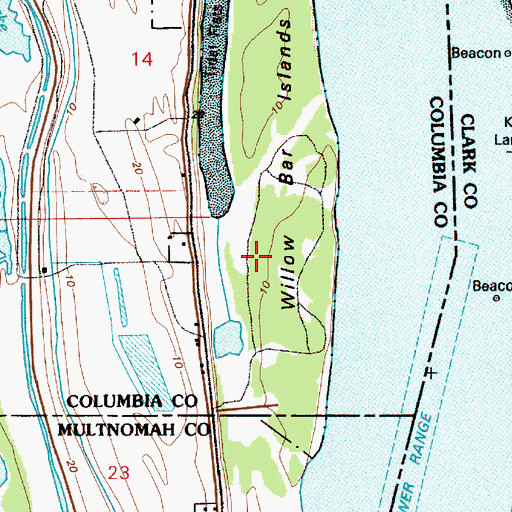 Topographic Map of Sand Island (historical), OR