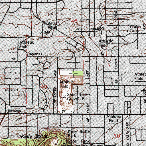 Topographic Map of Cherry City Park, OR