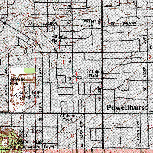 Topographic Map of Mill City Park, OR