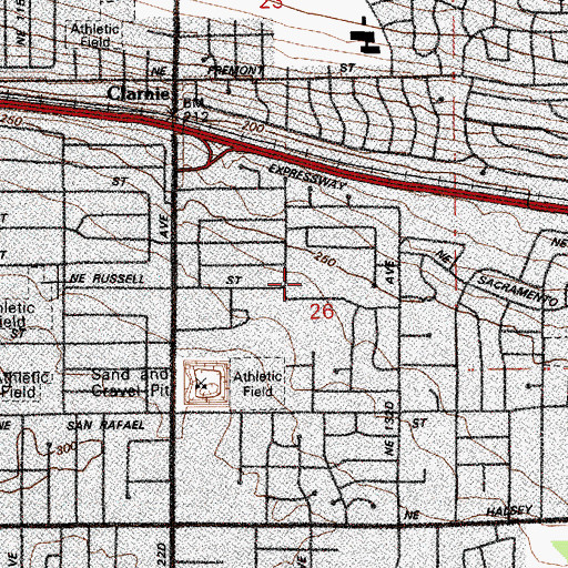 Topographic Map of Russell Academy, OR