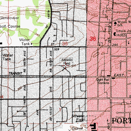 Topographic Map of Glenfair City Park, OR