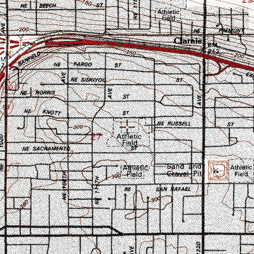 Topographic Map of Merrifield City Park, OR