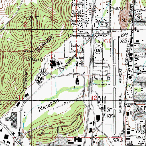 Topographic Map of Umpqua National Forest Headquarters, OR