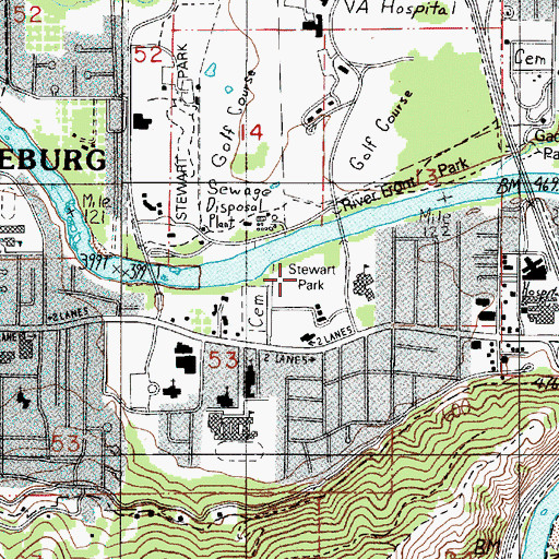 Topographic Map of Fir Grove Section of Stewart Park, OR