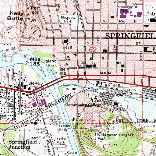 Topographic Map of E and S Crossing (historical), OR