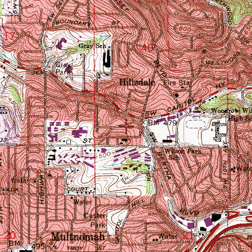 Topographic Map of Bertha (historical), OR