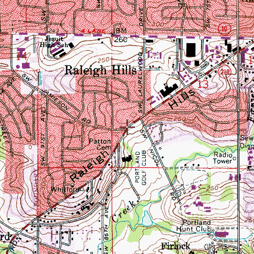Topographic Map of Raleigh (historical), OR
